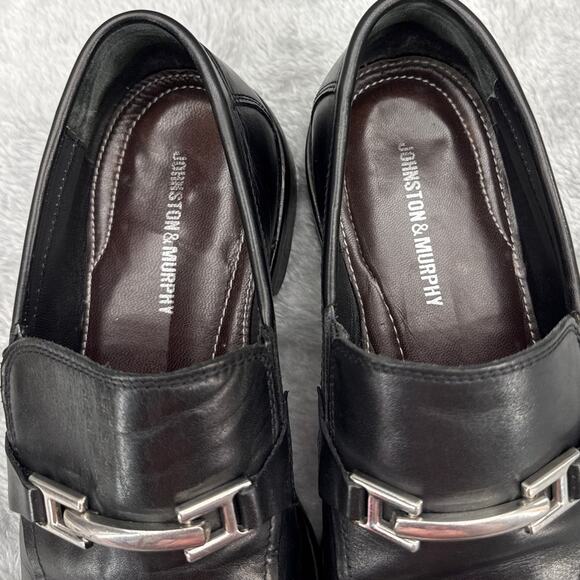 Johnston & Murphy Black Leather Horsebit Almond Toe Slip On Dressy Loafer Men 9 main image 4